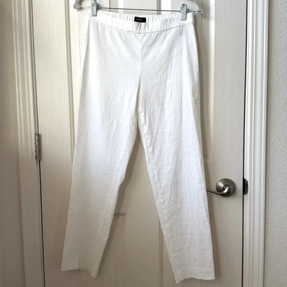 Theory Basic Linen Pull-on pants Eco Crunch Wash in white size 2 - Picture 5 of 12